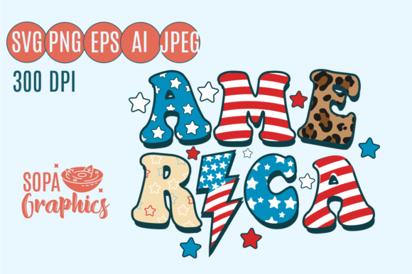 Americ Groovy 4th of July Graphic for Bold Summer Projects