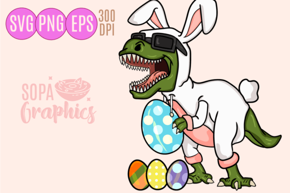 Easter T-rex Spring Easter Egg Graphic: A Playful Design Asset
