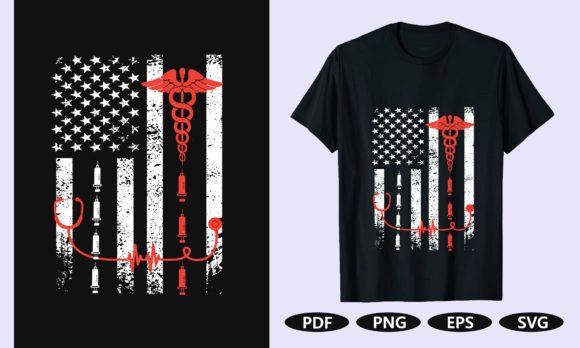 Nurse USA Flag Graphic T-Shirt Design: A Patriotic Tribute